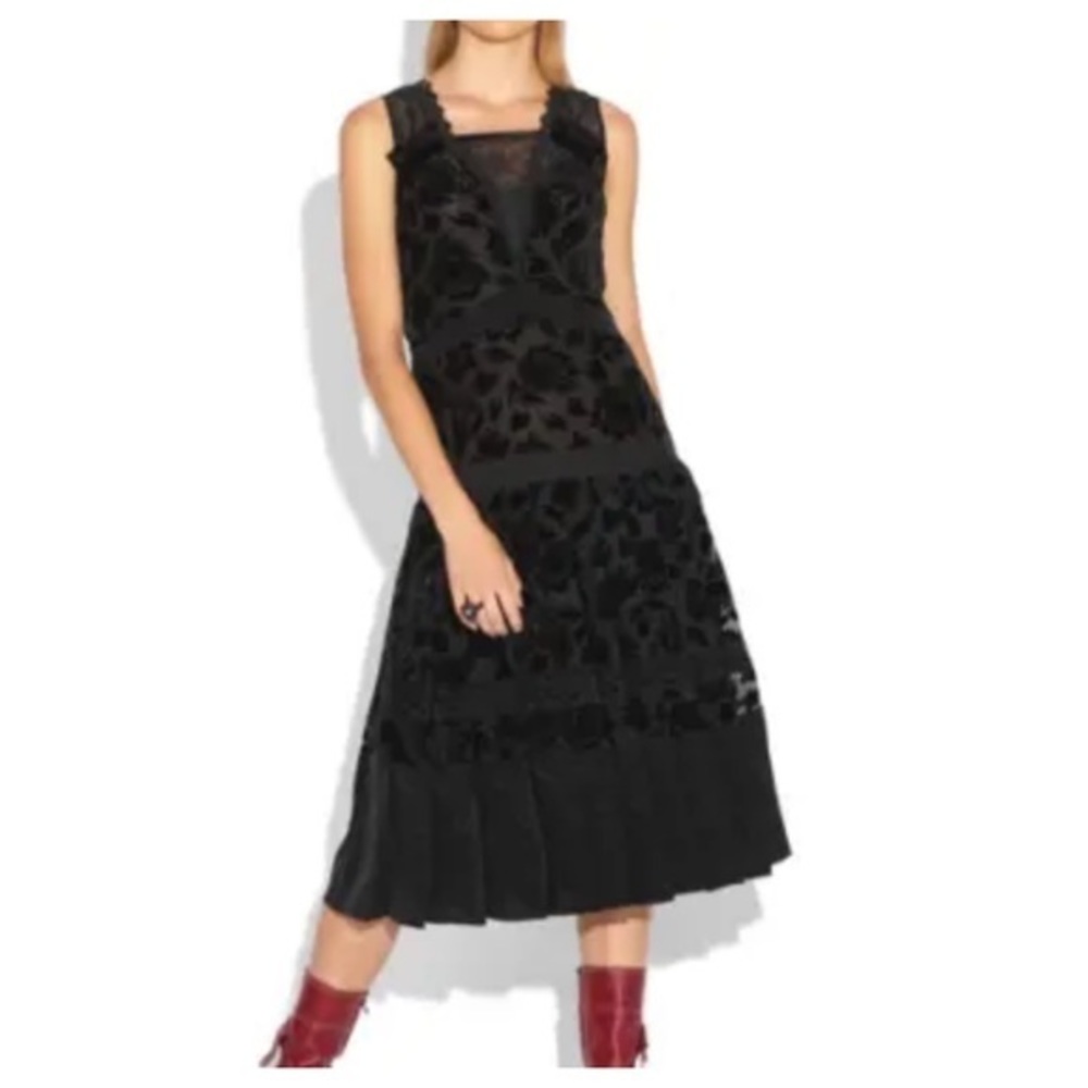 Exquisite Coach 1941 Floral Devore Dress Size 6 black flocked velvet